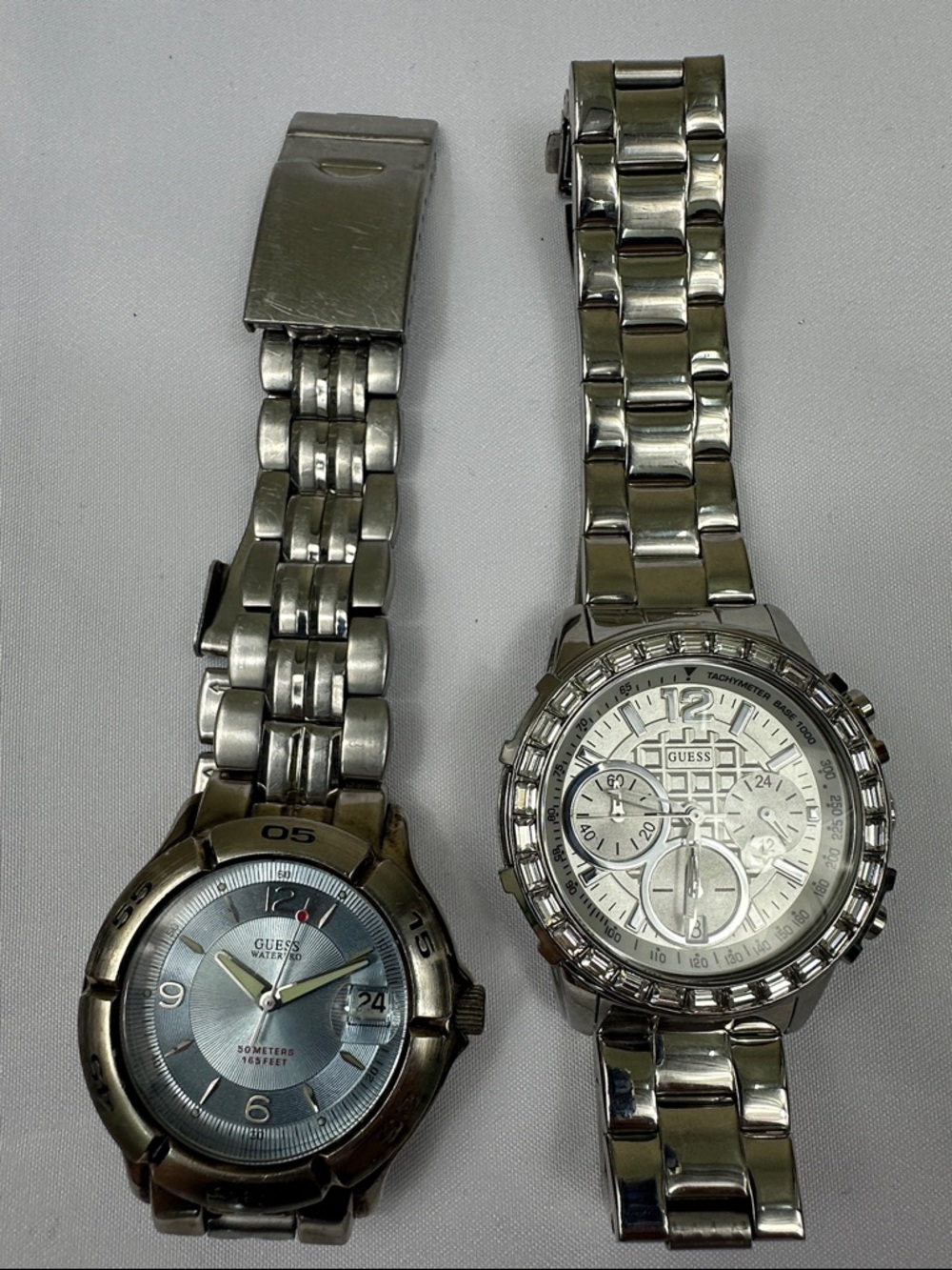 Lot of Guess Men's women Silver  Blue Dial Stainless Steel Watches weatherproof